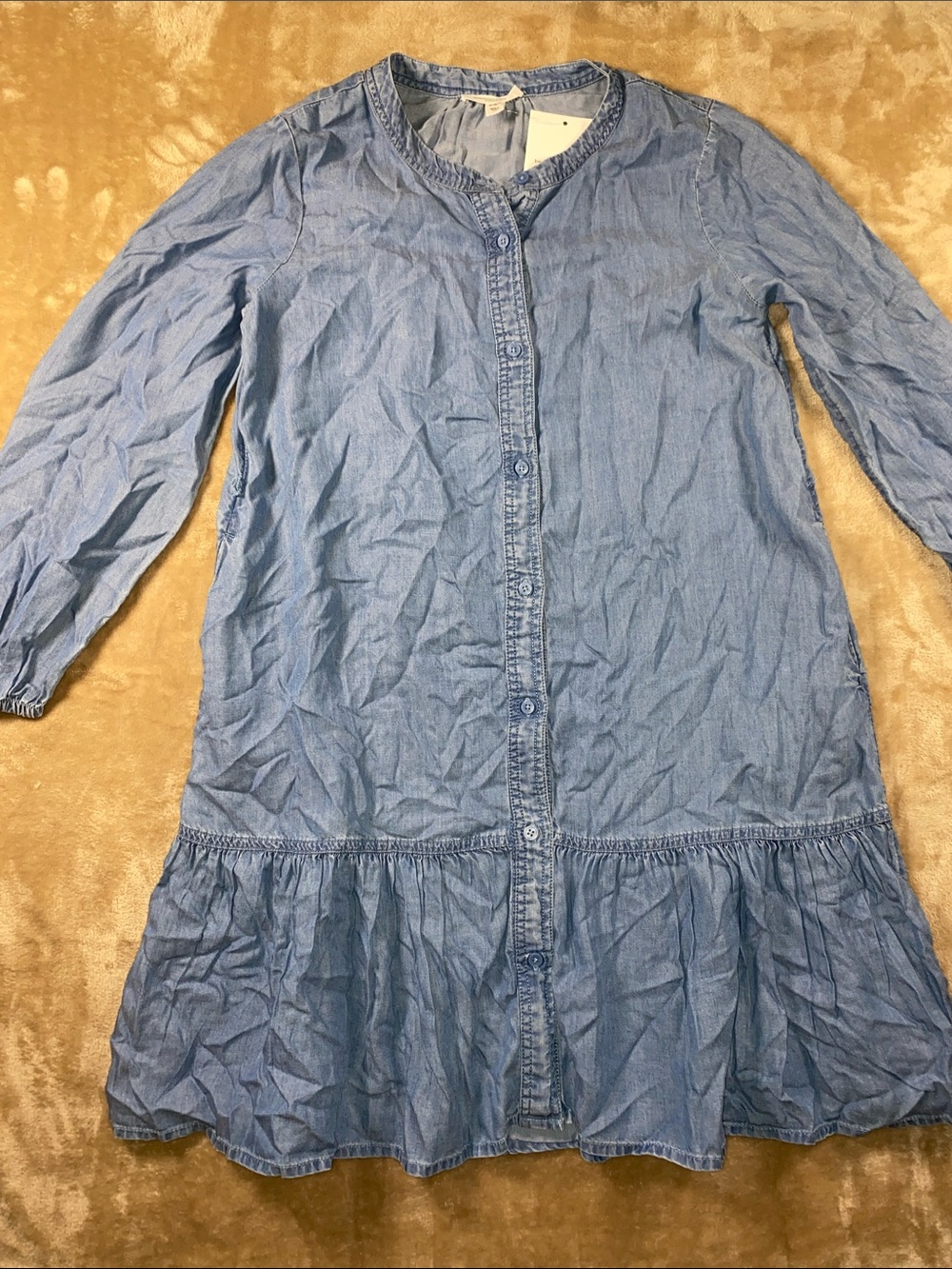 beachlunchlounge Light Blue Denim Button-Front Dress